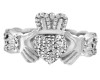 18K White Gold Diamond Pave Claddagh Ring 0.50 Carat