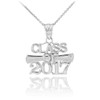 White Gold 'CLASS OF 2017' Graduation Charm Pendant Necklace