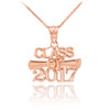 Rose Gold 'CLASS OF 2017' Graduation Charm Pendant Necklace