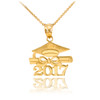 Gold "CLASS OF 2017" Graduation Pendant Necklace