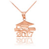 Rose Gold "CLASS OF 2017" Graduation Pendant Necklace