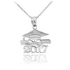 Silver 'CLASS OF 2017' Graduation Pendant Necklace