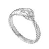 White Gold Tail Biting Ouroboros Snake Ring