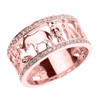 Solid Rose Gold CZ Studded Unisex Lucky Ring