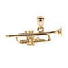 Gold Three Dimensional Trumpet Pendant Necklace