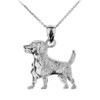 White Gold Beagle Dog Pendant Necklace