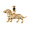 Yellow Gold Dachshund Dog Pendant Necklace