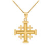 Yellow Gold Jerusalem Cross Pendant Necklace