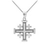 White Gold Jerusalem Cross Pendant Necklace