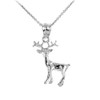 925 Sterling Silver Deer Charm Pendant Necklace