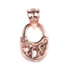 Rose Gold Heart Lock Charm Pendant Necklace