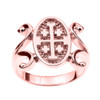 Rose Gold Jerusalem Cross Ladies Ring