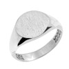 Solid White Gold 12 MM Round Engravable Men's Signet Ring
