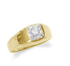 Men's gold pinky ring with cubic zirconia.