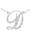 14k White Gold Letter Script "D" Diamond Initial  Necklace