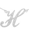 14k White Gold Letter Script "H" Diamond Initial Necklace