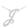 14k White Gold Letter Script "I" Diamond Initial Necklace