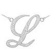 14k White Gold Letter Script "L" Diamond Initial Necklace