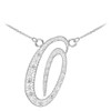 14k White Gold Letter Script "O" Diamond Initial Necklace