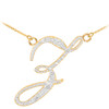 14k Gold Letter Script "Z" Diamond Initial Necklace