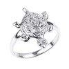 Solid White Gold Turtle Ladies Ring