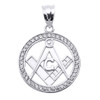 Sterling Silver CZ Studded Freemason Masonic Pendant