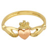 Gold Claddagh Ring Ladies with Pink Heart.  Available in your choice of 14k or 10k gold.