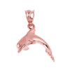 Shining Solid Rose Gold Dolphin Charm Pendant