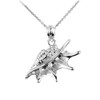 White Gold Sea shell Charm Pendant Necklace