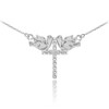 14K White Gold Pigeon Cross Diamond Necklace