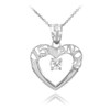925 Sterling Silver 15 Años Heart CZ Pendant Necklace