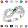 Silver Infinity CZ Ring with Interchangable Birthstones