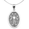 Sterling Silver Armenian Cross Engravable Oval Pendant Necklace