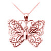 Rose Gold Filigree Butterfly Pendant Necklace