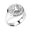 White Gold Landing Eagle Men's Ring