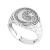 White Gold Islamic Crescent Moon Men's Ring
