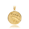 Solid Gold CUBA-USA Medallion Pendant Necklace