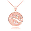 Two Tone Rose Gold CUBA-USA Medallion Pendant Necklace