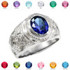 Silver Masonic Men's Birthstone CZ Ring