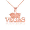 Rose Gold VEGAS Dice Pendant Necklace