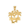 Yellow Gold Hawaii Palm Tree Pendant Necklace