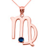 Rose Gold Virgo Zodiac Sign September Birthstone Pendant Necklace