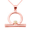 Rose Gold Libra Zodiac Sign October Birthstone Pendant Necklace