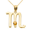 Yellow Gold Scorpio Zodiac Sign November Birthstone Pendant Necklace