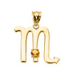 Yellow Gold Scorpio Zodiac Sign November Birthstone Pendant Necklace