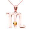 Rose Gold Scorpio Zodiac Sign November Birthstone Pendant Necklace