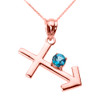 Rose Gold Sagittarius Zodiac Sign December Birthstone Pendant Necklace