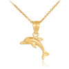 Gold Dolphin Charm Pendant Necklace