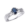 Elegant White Gold Diamond and Blue Sapphire Proposal Engagement Ring