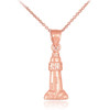 Polished Rose Gold Lighthouse Charm Pendant Necklace